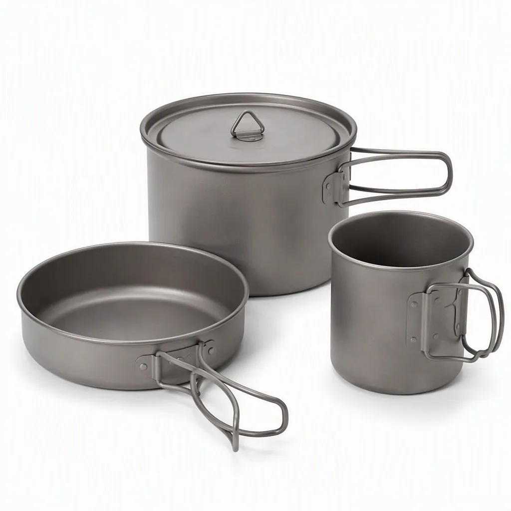 Custom Hiking Cookware Set Titanium Pot Pan Cup