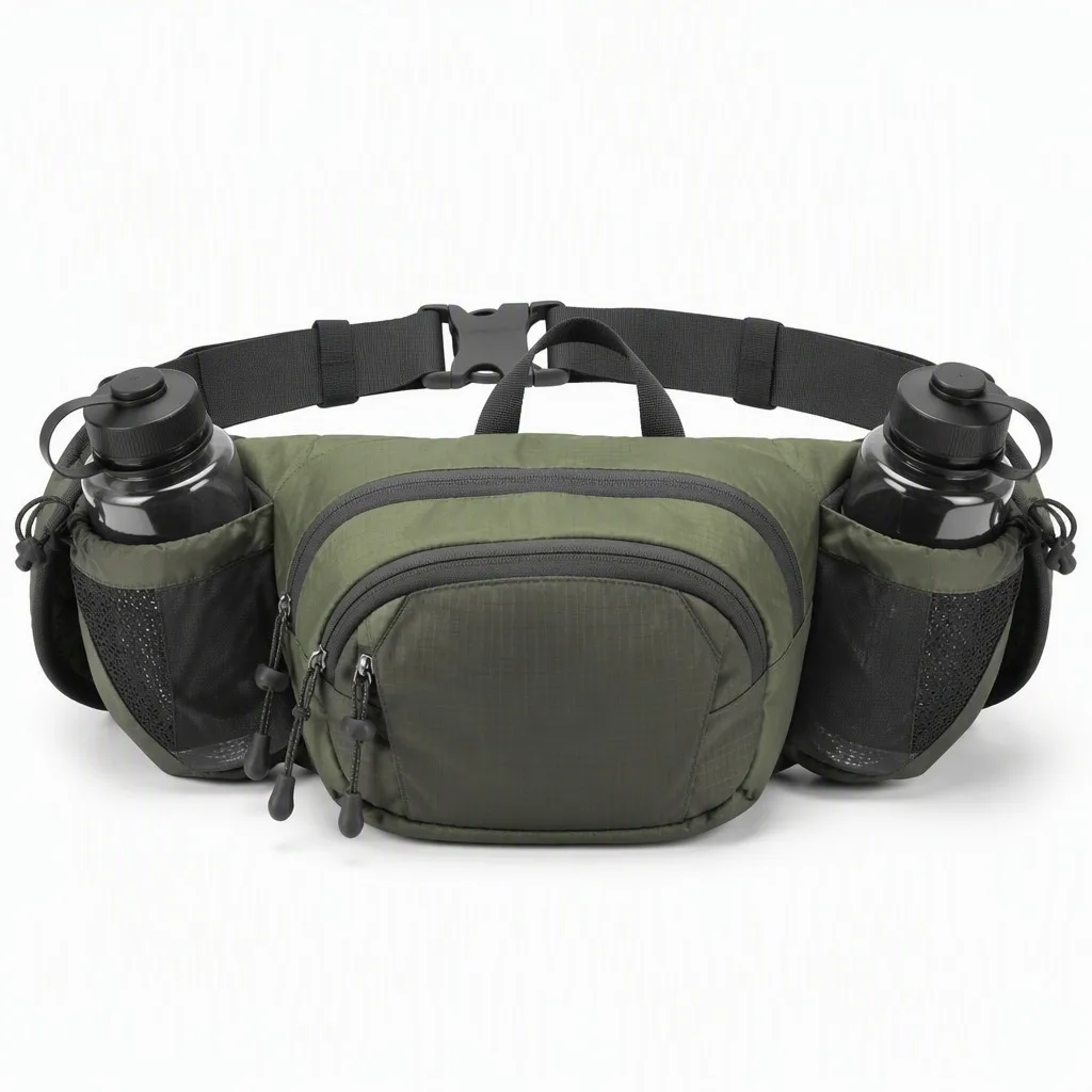 Hiking Fanny Pack Waist Bag with Bottle Holders
