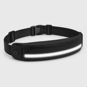 USB Rechargeable Reflective LED Running Waist Belt Bag Safety Night Run