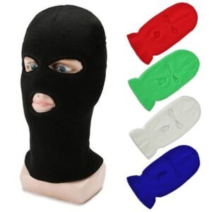Wholesale Custom Made Knitted Mens Beanie Hat Adult 3 Hole Full Face Balaclava Designers Ski Mask Polyester UV