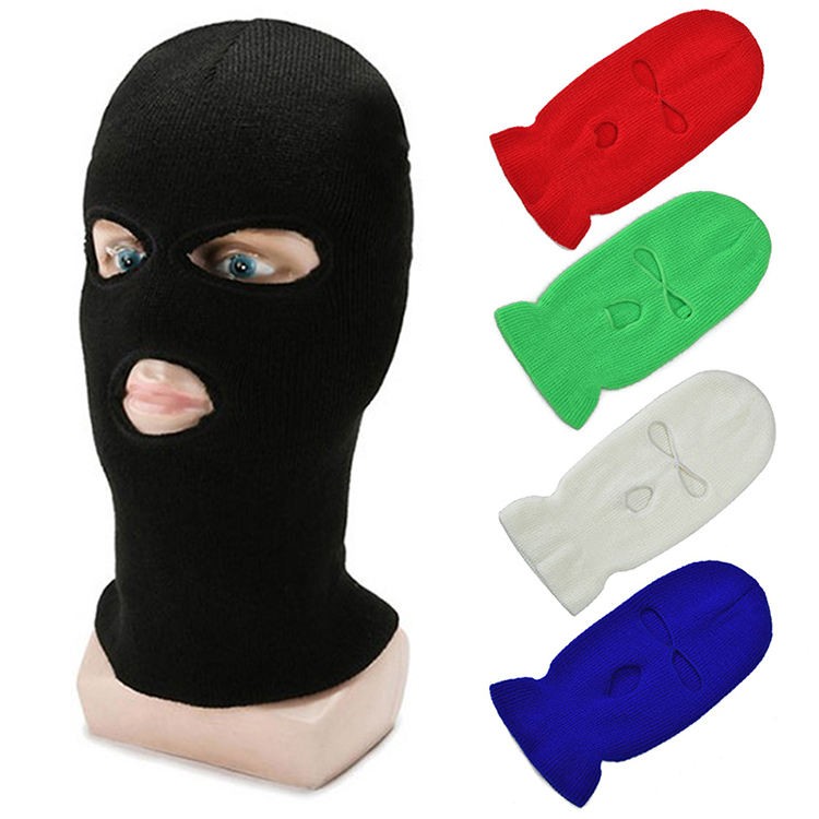 Wholesale Custom Made Knitted Mens Beanie Hat Adult 3 Hole Full Face Balaclava Designers Ski Mask Polyester UV