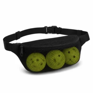 Mesh Tennis Ball Holder Fanny Pack – Pickleball Waist Pouch with Zipper