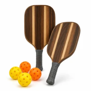 Wooden Poplar Wood Pickleball Paddle Set – 2 Paddles 4 Balls Starter Kit