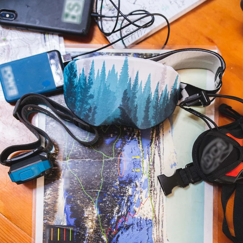 Printed polyester spandex ski goggle cover